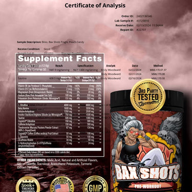 Bax Shots  Preworkout 50 Servings